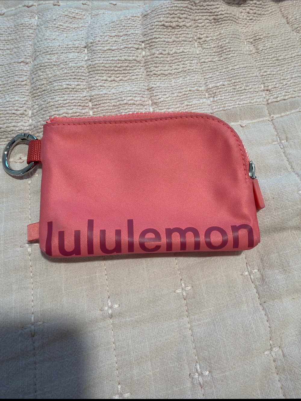 lululemon athletica Coral Pink Small Zip Pouch with Key Ring